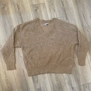 American Eagle Outfitters Tan V-Neck Sweater